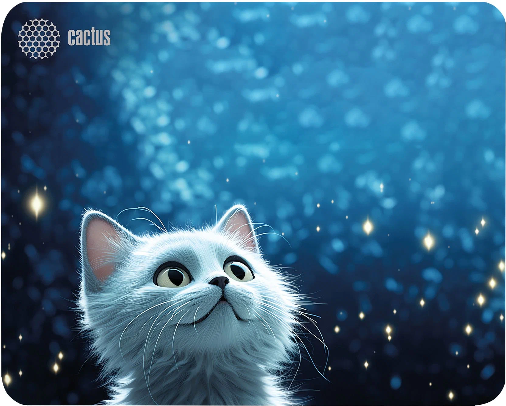 Коврик для мыши Cactus "White Cat" CS-MP-D11M, игровой, нескользящий, ткань/резина, 300x250 мм