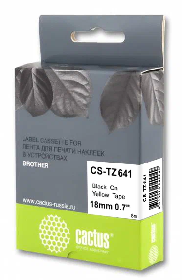 Картридж Cactus TZe-641 CS-TZ641, для Brother, ленточный, черный/желтый