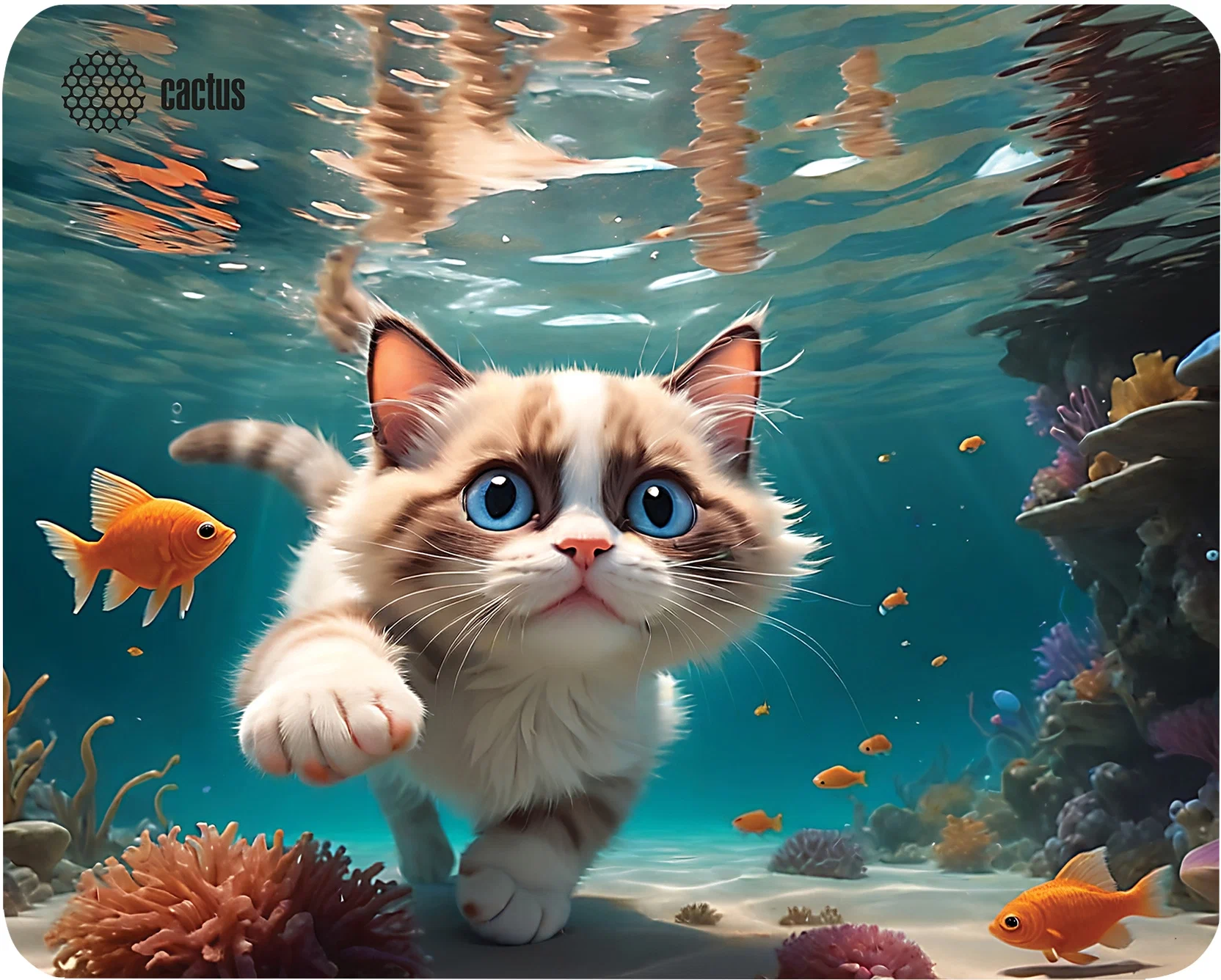 Коврик для мыши Cactus CS-MP-D15M "Fish Cat", микрофибра, 300 x 250 мм